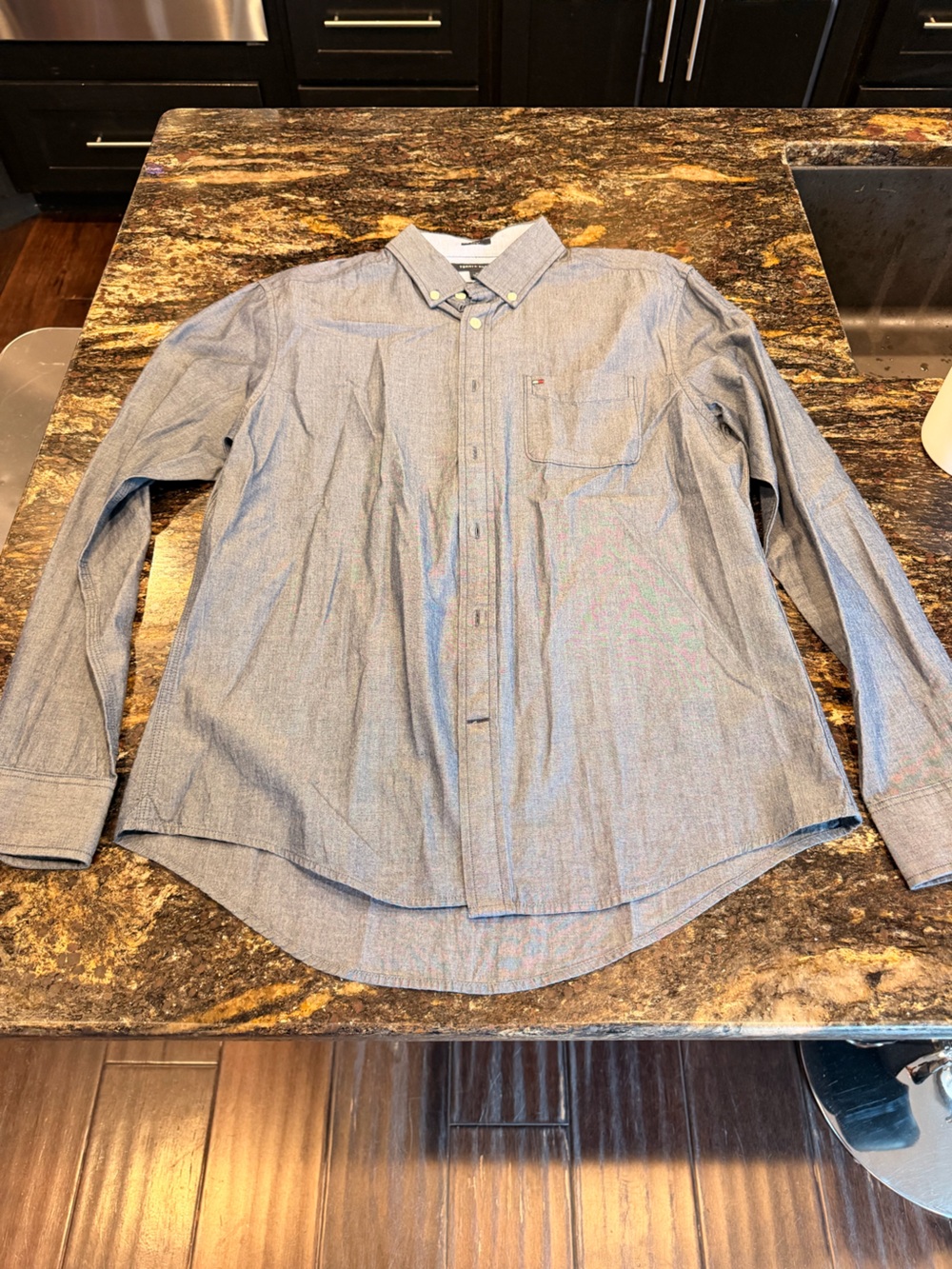 Tommy Hilfiger Custom Fit Men's Button-Down Shirt Jacket in Heather Navy M